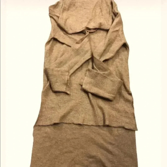 ALC SWEATER  TAN MO HAIR COWL NECK SHEER     LONG SLEEVE HIGH LOW SIZE SMALL - Picture 5 of 9